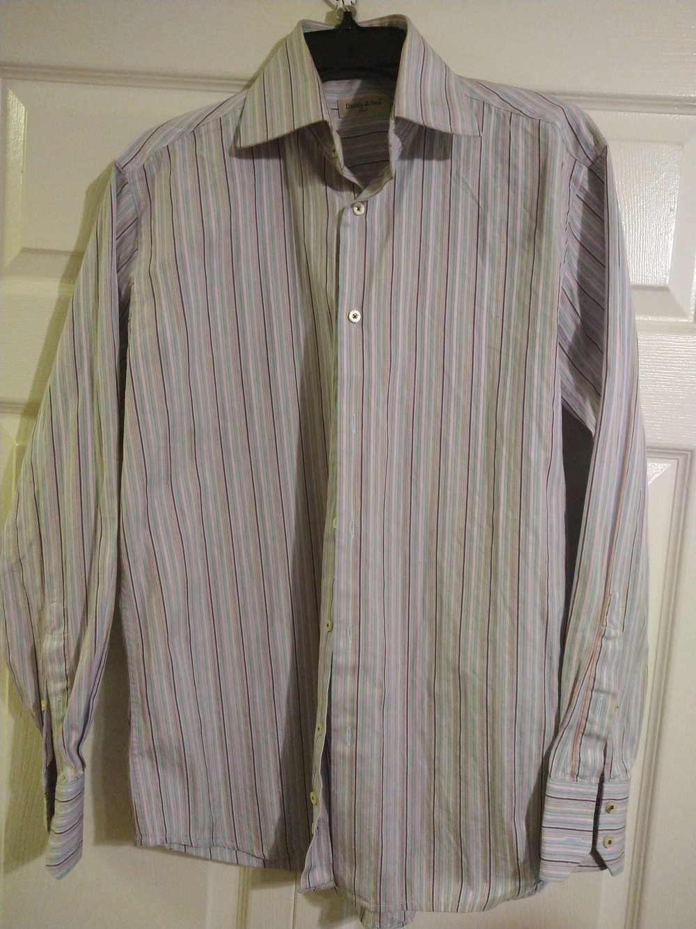 Men's Light Blue and White Multi-Stripe Dress Shirt - Long Sleeve